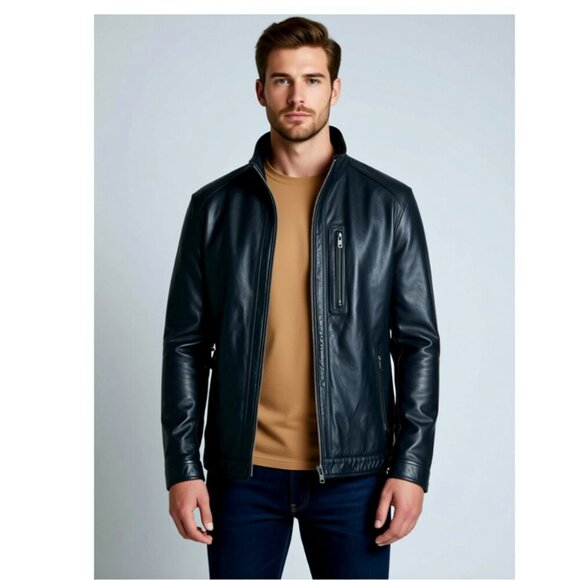 Michael Kors Men's black leather jacket Size L
